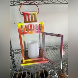 Color Sprayed Candle Lantern